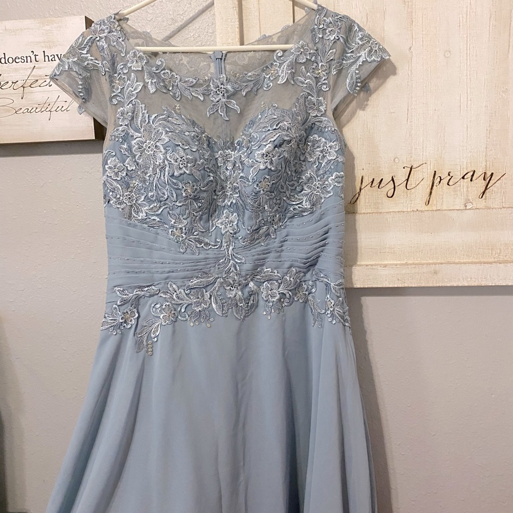 Blue/ gray beaded dress, lined, never worn